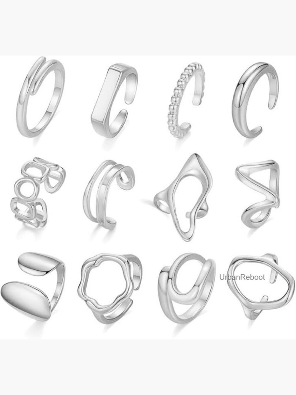 12Pcs Gold Stackable Rings 18K Gold Plated Chunky Knuckle Ring Set Adjustable